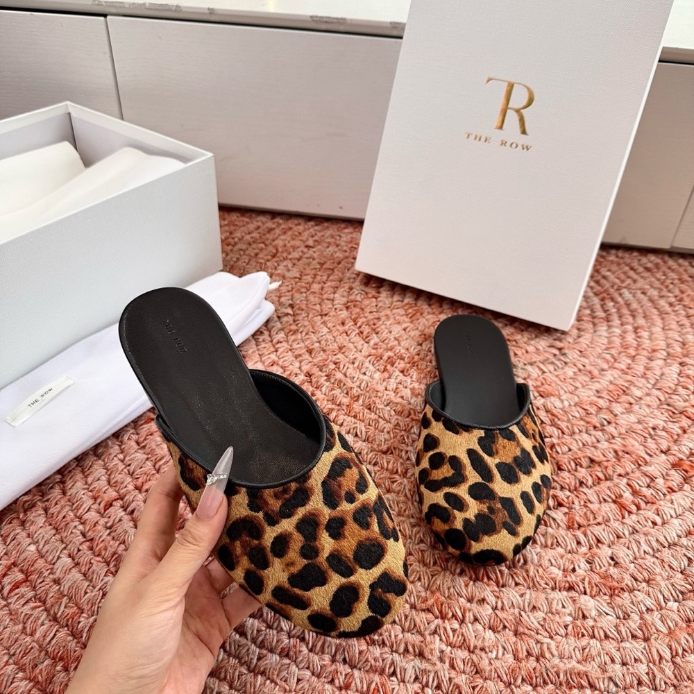 The Row Leopard-Print Slip-On Mules - Brown & Black - Picture 3 of 8